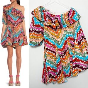 RHODE Multicolor Ozzie One Shoulder Dress - No Belt